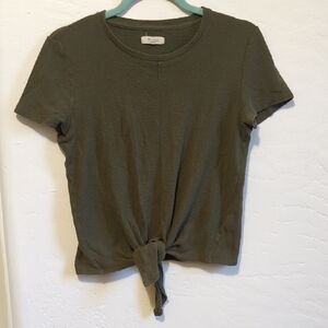 Madewell Green Tie Front Fitted T-Shirt